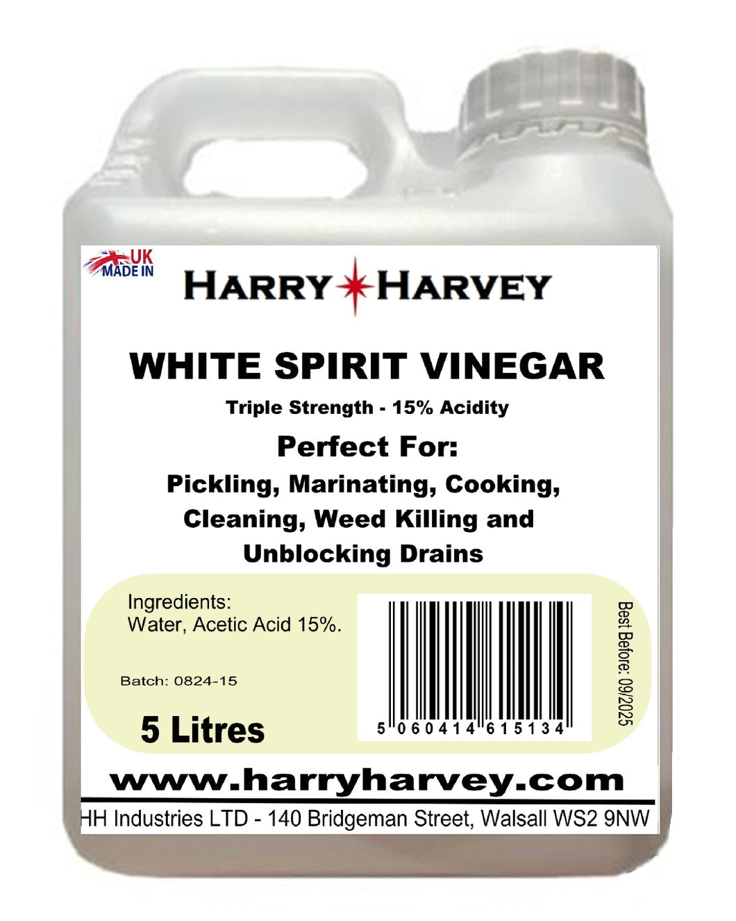 Harry Harvey White Spirt Vinegar 5L