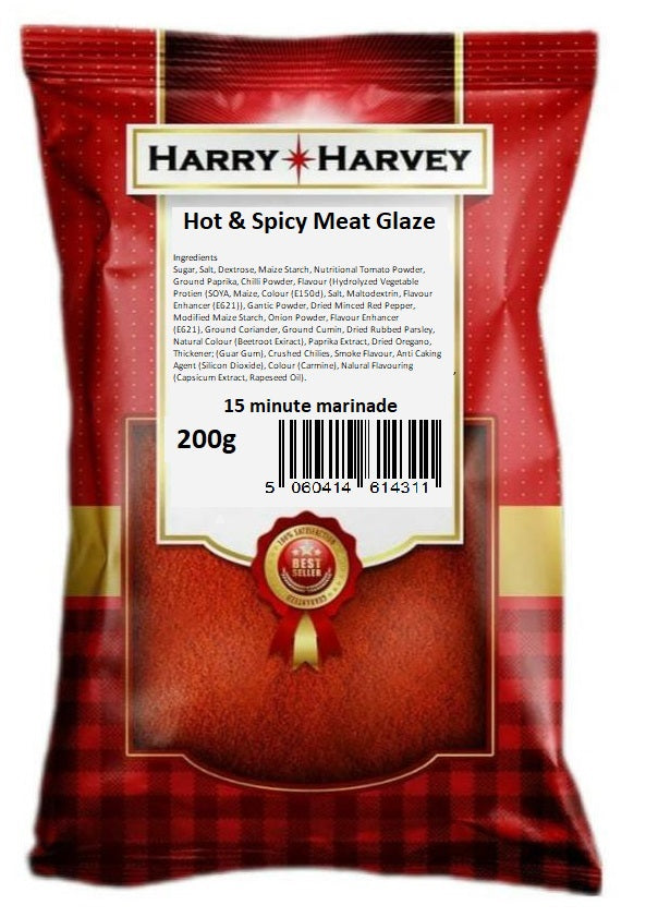 Harry Harvey Hot & Spicy Meat Glaze Marinade Dry Rub | 200g Packet | Butchers
