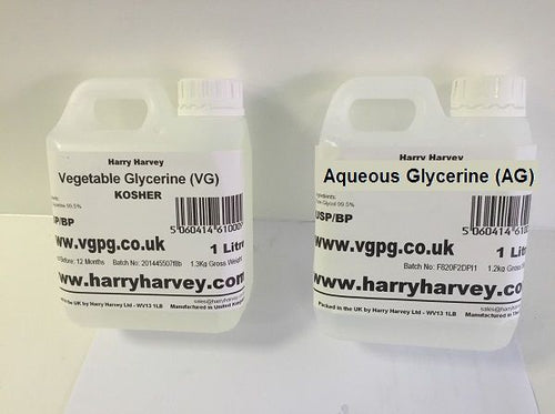 1 Litre Vegetable Glycerine VG & 1 Litres Aqueous Glycerine AG USP Grade