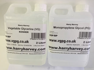 2 Litre Vegetable Glycerine VG & 2 Litres MPG Propylene GLycol PG USP Grade