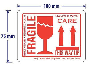 Large Self Adhesive Fragile, This Way Up, Handle with Care Sticky Labels  Alt tag: