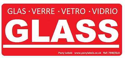 1000 Glass Labels Stickers Fragile Handle with Care Verre Glas Vetro Vidrio Red