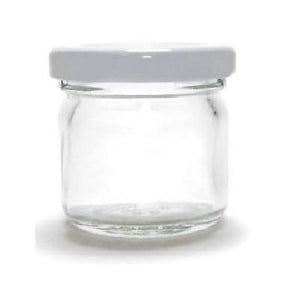 20 x Small 1oz, 30ml, 28g Mini Glass Jars with White Lids