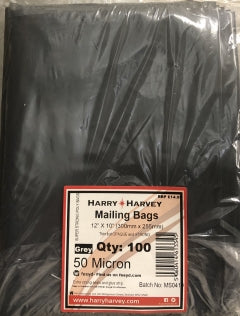 100 Grey Mailing Poly Bags 300mm x 250mm - 12” x 10”