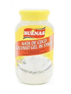 BUENAS NATA DE COCO - COCONUT GEL IN SYRUP (WHITE) - 340G