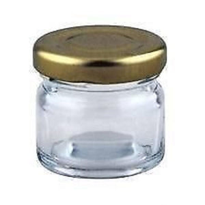 10 X 41ml small 1.5 oz MINI GLASS JARS GOLD LIDS Jam WEDDING FAVOURS HAMPERS 42g