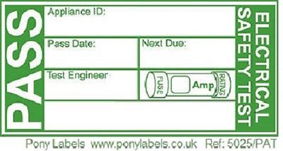 1000 PAT Testing Labels - Green Pass