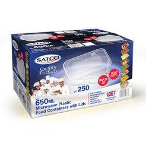 Satco 650ml Plastic Containers Tubs Clear With Lids