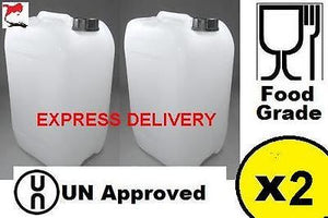 2 x 20L Litre Plastic Water Butt, Jerry Cans - White