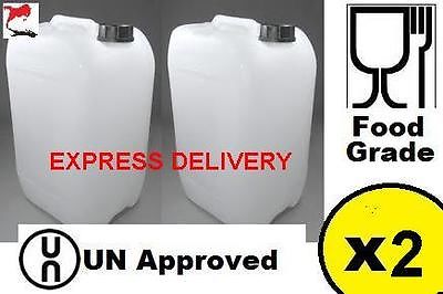2 x 20L Litre Plastic Water Butt, Jerry Cans - White