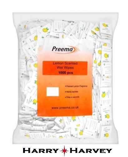 1000 Preema Lemon Scented Wet Wipes
